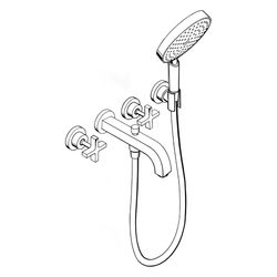 Hansgrohe AXOR Wannenarmatur Citterio 3-Loch Unterputz Wandmontage, Handbrause, Kre... HANSGROHE-39447310 4011097918945 (Abb. 1)