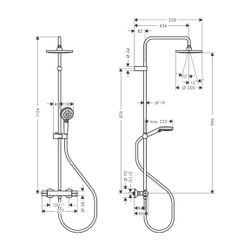 hansgrohe Showerpipe 200 1jet Vernis Blend 15,9 l/min mattschwarz mit Brausethermos... HANSGROHE-26276670 4059625339084 (Abb. 1)