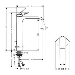 hansgrohe Waschtischmischer 250 Vivenis mit Zugstangen-Ablaufgarnitur Highriser chr... HANSGROHE-75040000 4059625335598 (Abb. 1)