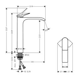 hansgrohe Waschtischmischer 250 Vivenis ohne Ablaufgarnitur Highriser mattschwarz... HANSGROHE-75042670 4059625335468 (Abb. 1)