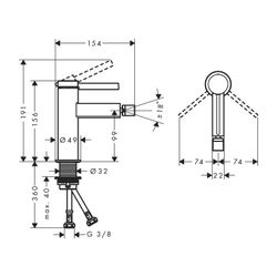 hansgrohe Bidetmischer Finoris mit Push-Open Ablaufgarnitur mattschwarz... HANSGROHE-76200670 4059625336816 (Abb. 1)