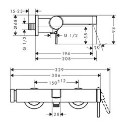 hansgrohe Wannenmischer Aufputz Finoris mattschwarz... HANSGROHE-76420670 4059625336762 (Abb. 1)