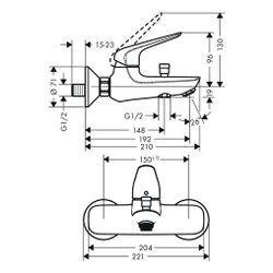 hansgrohe Novus Wannenmischer Aufputz, Chrom... HANSGROHE-71040000 4059625008577 (Abb. 1)