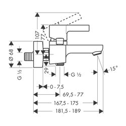 hansgrohe Wannenmischer Aufputz Metris S DN15 chrom... HANSGROHE-31460000 4011097484020 (Abb. 1)