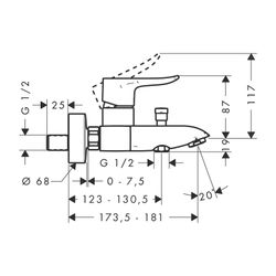 hansgrohe Wannenmischer Aufputz Metris DN15 chrom... HANSGROHE-31480000 4011097656687 (Abb. 1)