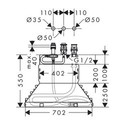 hansgrohe 3-Loch Wannenmischer Grundkörper für Wannenrandmontage... HANSGROHE-13437180 4011097660837 (Abb. 1)