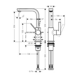 hansgrohe Waschtischmischer Metris S Schwenkauslauf chrom mit Zugstange... HANSGROHE-31159000 4011097677903 (Abb. 1)