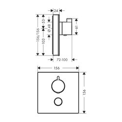 hansgrohe Thermostat Unterputz ShowerSelect Glas Fertigset Highflow 1 Verbraucher/1... HANSGROHE-15735400 4011097777511 (Abb. 1)