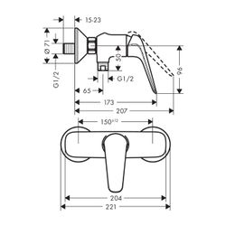 hansgrohe Brausenmischer Aufputz Novus chrom... HANSGROHE-71060000 4059625008591 (Abb. 1)