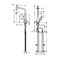 hansgrohe Spültischmischer 320 Metris Select M71 Ausziehbrause 2jet sBox chrom... HANSGROHE-73816000 4059625176221 (Abb. 1)