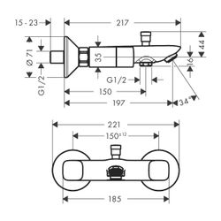 hansgrohe 2-Griff Wannenarmatur Aufputz Logis DN15 chrom... HANSGROHE-71243000 4011097768243 (Abb. 1)