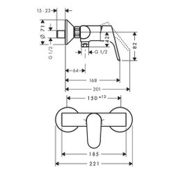 hansgrohe Focus Einhebel-Brausemischer Aufputz, Chrom... HANSGROHE-31960000 4011097591544 (Abb. 1)