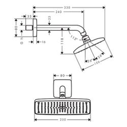 hansgrohe Raindance E Kopfbrause 240mm 1jet 17,6l/min mit Brausearm 240mm, Chrom... HANSGROHE-27370000 4011097625126 (Abb. 1)