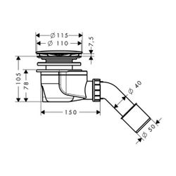 hansgrohe Staro Komplettset Garnitur 90 für Duschwannen, Chrom... HANSGROHE-60056000 4011097609751 (Abb. 1)