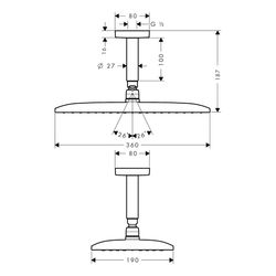 hansgrohe Raindance E Kopfbrause 360mm 1jet 16,5l/min mit Deckenanschluss, Chrom... HANSGROHE-27381000 4011097625133 (Abb. 1)