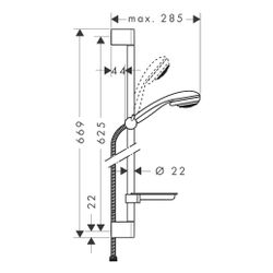 hansgrohe Crometta 85 Brauseset Vario mit Brausestange 650mm und Seifenschale, Chro... HANSGROHE-27764000 4011097610221 (Abb. 1)