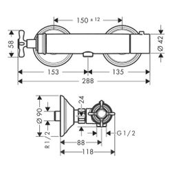 Hansgrohe AXOR Montreux Brausethermostat Aufputz, 16l/min, Kreuzgriff, Brushed Nick... HANSGROHE-16261820 4011097518237 (Abb. 1)