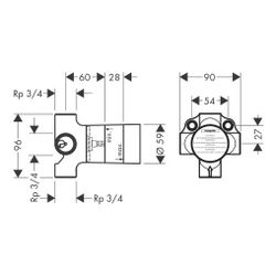 hansgrohe Grundkörper für Quattro 4-Wege Umstellventil Unterputz... HANSGROHE-15930180 4011097345239 (Abb. 1)