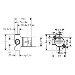 hansgrohe Grundkörper für Trio Ab-/ Umstellventil Unterputz... HANSGROHE-15981180 4011097415772 (Abb. 1)