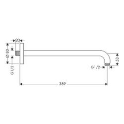 hansgrohe Brausearm 389mm DN 15, Mattschwarz, Ausladung 90 Grad ohne Kugelgelenk... HANSGROHE-27413670 4059625264034 (Abb. 1)