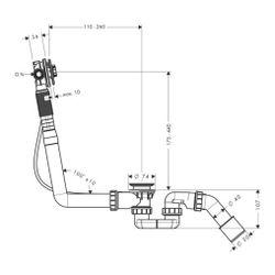 hansgrohe Exafill S Grundkörper Wanneneinlauf, Ablauf-, Überlaufgarnitur für Normal... HANSGROHE-58115180 4011097433103 (Abb. 1)