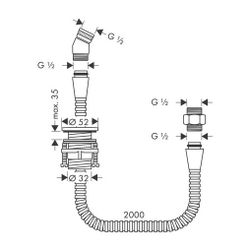 hansgrohe Brausenhalter mit Schlauch 2000mm für Wannenrand, Chrom... HANSGROHE-28307000 4011097280011 (Abb. 1)