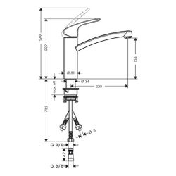hansgrohe Focus M41 Einhebel-Küchenmischer 160mm 5l/min Niederdruck/offene Warmwass... HANSGROHE-31804000 4011097641898 (Abb. 1)
