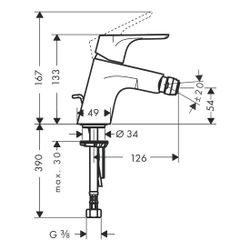 hansgrohe Focus Einhebel-Bidetmischer mit Zugstangen-Garnitur, Chrom... HANSGROHE-31920000 4011097591506 (Abb. 1)