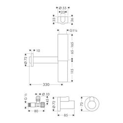 hansgrohe Flowstar Set Designsiphon mit zwei Eckventilen und Schubern, Chrom... HANSGROHE-52120000 4011097369563 (Abb. 1)