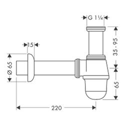 hansgrohe Tassensiphon 1mm, 1/4" Standardmodell für Bidet, Chrom... HANSGROHE-55213000 4011097125121 (Abb. 1)