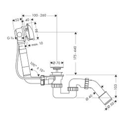 hansgrohe Exafill Komplettset Wanneneinlauf, Ablauf-, Überlaufgarnitur für Normalwa... HANSGROHE-58123000 4011097363363 (Abb. 1)