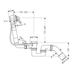 hansgrohe Exafill Grundkörper Wanneneinlauf, Ablauf-, Überlaufgarnitur für Normalwa... HANSGROHE-58125180 4011097140223 (Abb. 1)