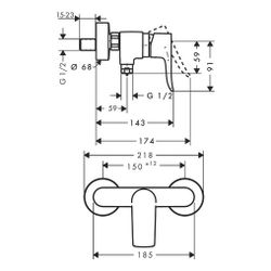 hansgrohe Metris Einhebel-Brausemischer Aufputz, Chrom... HANSGROHE-31680000 4011097656694 (Abb. 1)