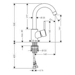 hansgrohe Talis S Einhebel-Waschtischmischer 200mm 5l/min mit Schwenkauslauf, Zugst... HANSGROHE-32070000 4011097473574 (Abb. 1)