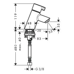 hansgrohe Talis S Standventil 40 Chrom für Kaltwasser oder vorgemischtes Wasser ohn... HANSGROHE-13132000 4011097526058 (Abb. 1)