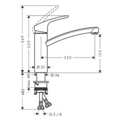 hansgrohe Focus M41 Einhebel-Küchenmischer 160mm 12l/min 1jet, Chrom... HANSGROHE-31806000 4011097641904 (Abb. 1)