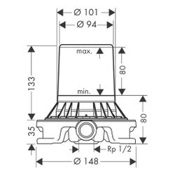 Hansgrohe AXOR Grundkörper für Armaturen bodenstehend, Einbauteil, DN 15... HANSGROHE-10452180 4011097254104 (Abb. 1)