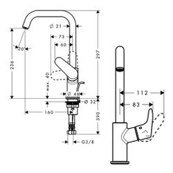 hansgrohe Focus Einhebel-Waschtischmischer 240mm 5l/min Zugstangen-Garnitur mit Sch... HANSGROHE-31609000 4011097679457 (Abb. 1)