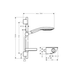 hansgrohe Raindance Select S Brausesystem Aufputz 150 3jet Chrom mit Brausestange 9... HANSGROHE-27037000 4011097679310 (Abb. 1)