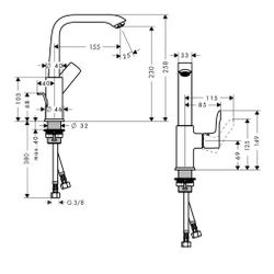 hansgrohe Metris Einhebel-Waschtischmischer 230mm 5l/min mit Zugstangen-Garnitur, C... HANSGROHE-31087000 4011097651231 (Abb. 1)