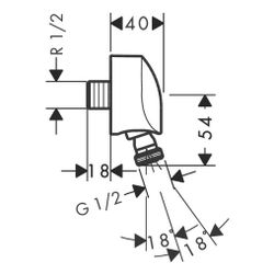 hansgrohe FixFit Wandanschluss E mit Rückflussverhinderer, Kugelgelenk, Chrom... HANSGROHE-27505000 4011097678733 (Abb. 1)