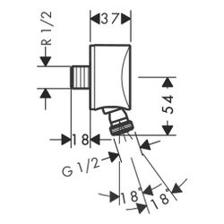 hansgrohe FixFit Wandanschluss S mit Rückflussverhinderer, Kugelgelenk, Chrom... HANSGROHE-27506000 4011097678726 (Abb. 1)