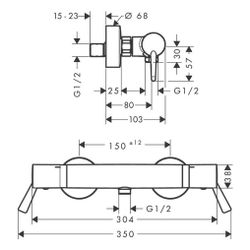 hansgrohe Ecostat Comfort Brausethermostat Care Aufputz mit extra langen Griffen, C... HANSGROHE-13117000 4011097678863 (Abb. 1)