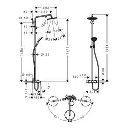 hansgrohe Raindance S Showerpipe 240mm 1jet 20l/min mit Wannenthermostat, Chrom... HANSGROHE-27117000 4011097690124 (Abb. 1)