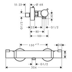 hansgrohe Ecostat Comfort Brausethermostat Aufputz DN 15, Mattschwarz... HANSGROHE-13116670 4059625229842 (Abb. 1)