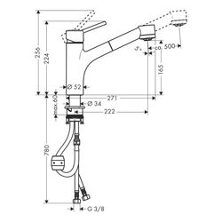 hansgrohe Talis M52, Einhebel-Küchenmischer 170mm 10l/min Chrom, 2jet Ausziehbrause... HANSGROHE-32841000 4011097521565 (Abb. 1)