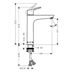 hansgrohe Focus Einhebel-Waschtischmischer 190mm 5l/min ohne Garnitur, Chrom... HANSGROHE-31518000 4011097679419 (Abb. 1)