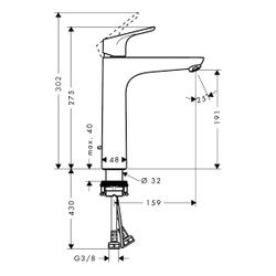 hansgrohe Focus Einhebel-Waschtischmischer 190mm 5l/min mit Zugstangen-Garnitur, Ch... HANSGROHE-31608000 4011097679440 (Abb. 1)
