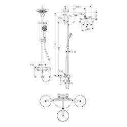 hansgrohe Croma Showerpipe 220mm 1jet 15l/min mit Thermostat, Chrom... HANSGROHE-27185000 4011097689692 (Abb. 1)