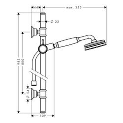 Hansgrohe AXOR Montreux Brauseset 90cm, Handbrause, 16l/min, 100 1jet, Brushed Bras... HANSGROHE-27982950 4011097894669 (Abb. 1)